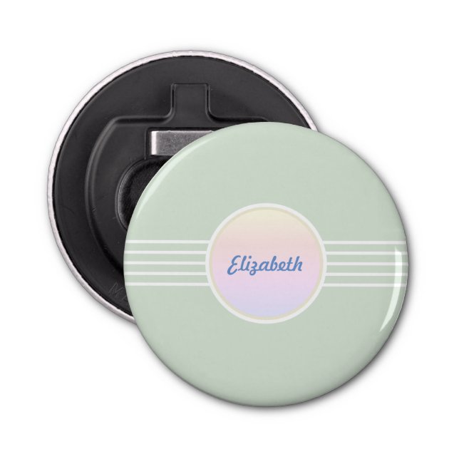 Abrebotellas Retro Glam Personalizado Mint Verde y Óptico (Anverso)