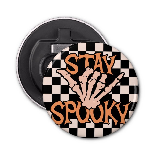 Abrebotellas Retro Groovy Checkered Stay Spooky Halloween (Anverso)