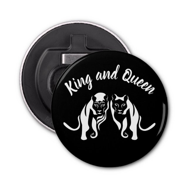 Abrebotellas Reyes blancos y reinas León negro y leona (Anverso)