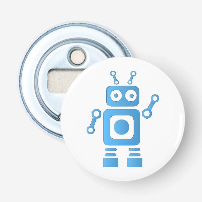 Abrebotellas Robot retro azul (Anverso)