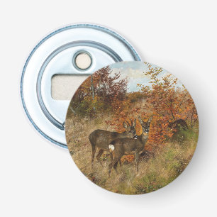 Abrebotellas Roe Deer con otoño deja vida silvestre vintage