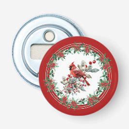 Abrebotellas Rojo Mockingbird Poinsettia Borders Elegante