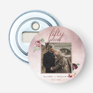 Abrebotellas Rosa Purpurina de Oro 50° aniversario Boda