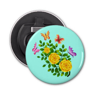 Abrebotellas Rosas Amarillas Y Mariposas