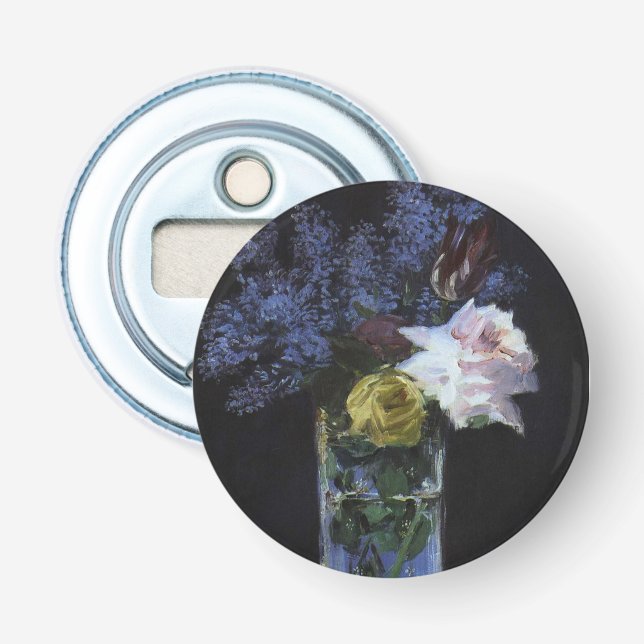 Abrebotellas Rosas Tulips Lilacs en una maleta de cristal (Anverso)