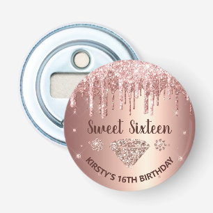 Abrebotellas Rose Gold Goteo Glitter & Diamond Dulces 16