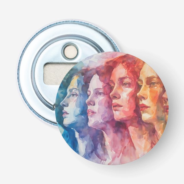 Abrebotellas Rostros de las mujeres - Pintura de acuarela (Anverso)