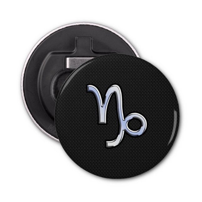 Abrebotellas Rótulo Zodiac cromado de Capricornio al estilo ser (Anverso)