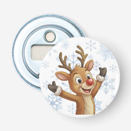 Abrebotellas Rudolph con copos de nieve azules
