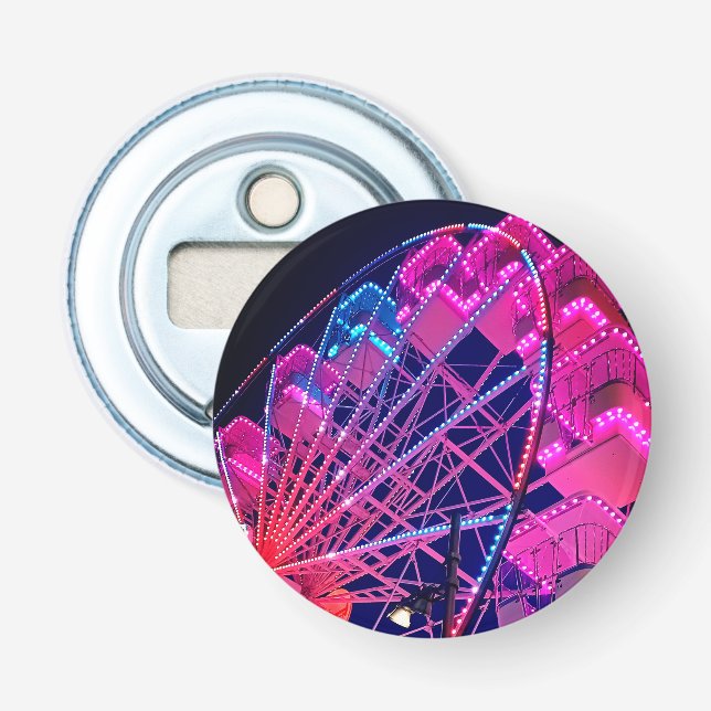 Abrebotellas Rueda de la fortuna rosa y azul (Anverso)