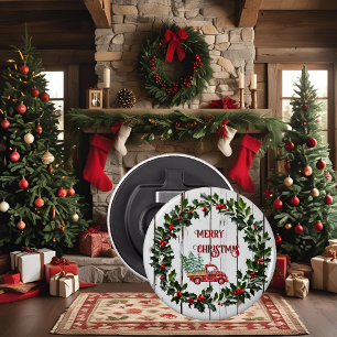 Abrebotellas Rustic Farmhouse Molesta Camión Rojo de Madera