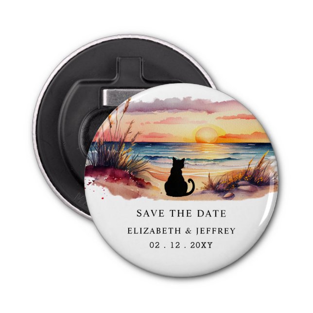 Abrebotellas Rustic Sunset Beach Save The Date Magnet (Anverso)