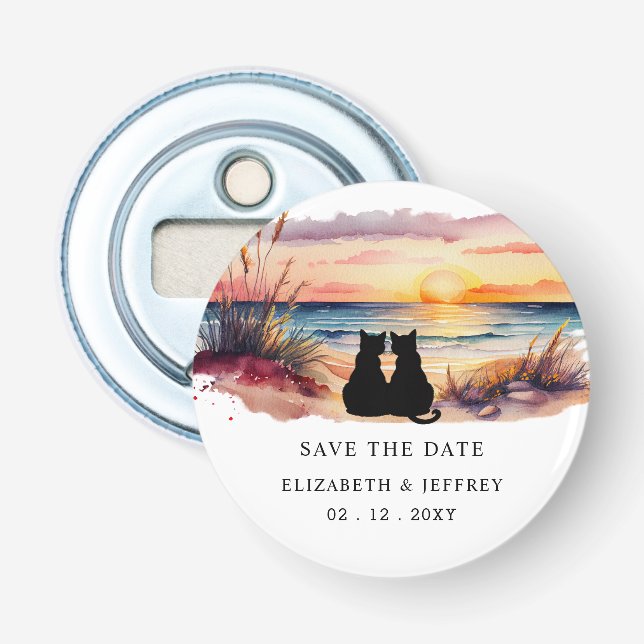 Abrebotellas Rustic Sunset Beach Save The Date Magnet (Anverso)