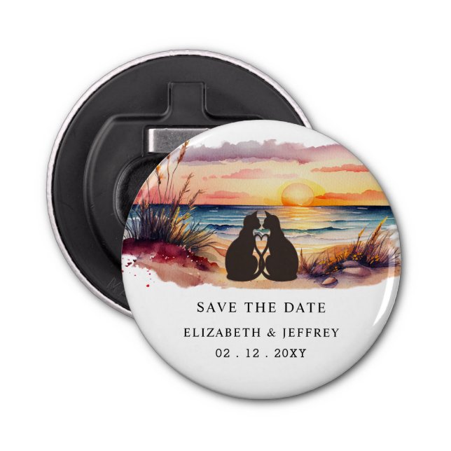 Abrebotellas Rustic Sunset Beach Save The Date Magnet (Anverso)