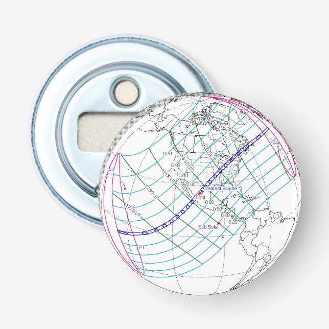 Abrebotellas Ruta mundial total del eclipse solar 2024 (Anverso)