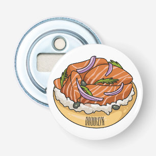 Abrebotellas Salmon bagel cartoon illustration 