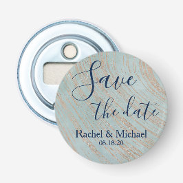 Abrebotellas Salvar la fecha azul y cobre