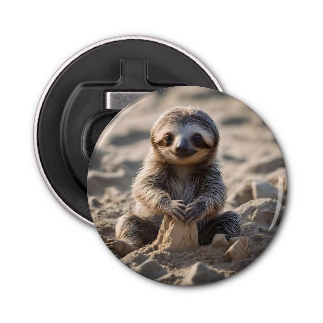 Abrebotellas Sandy Shores: Baby Sloth construyendo castillos de (Anverso)
