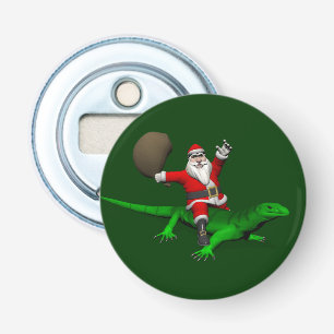 Abrebotellas Santa Claus Riding Green Lizard