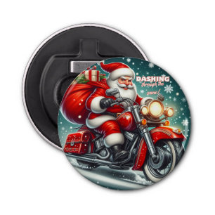 Abrebotellas Santa en motocicleta