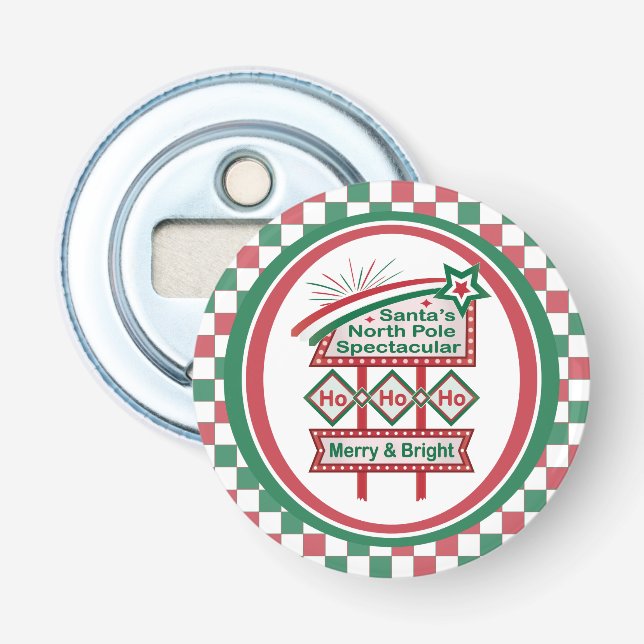 Abrebotellas Santa Marquee Retro - Ho Ho Merry & Bright (Anverso)