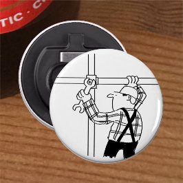 Abrebotellas Scaffolder con Scaffolding. Trabajador de construc