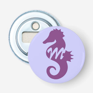 Abrebotellas Seahorse púrpura con monograma