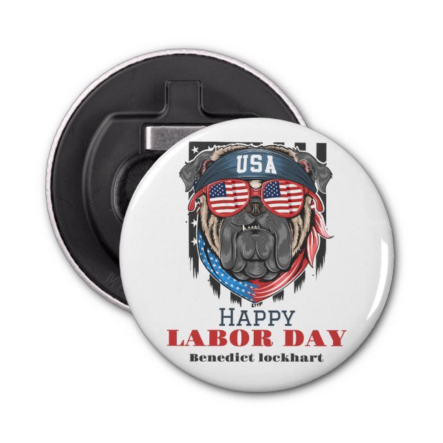 Abrebotellas Sencillo Día del Trabajo Elegante con camiseta con (Anverso)