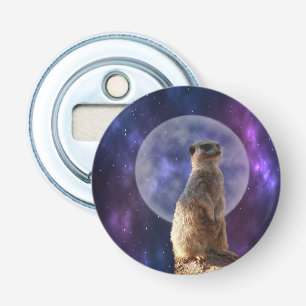 Abrebotellas Sentinel cósmico: Meerkat bajo la luna llena