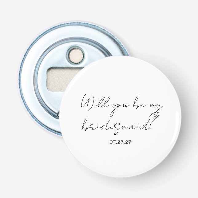 Abrebotellas ¿Serás Mi Dama de Honor Personalizado Cursiva (Anverso)