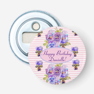 Abrebotellas Shabby Pink Rose Floral Tea Fiesta Purple