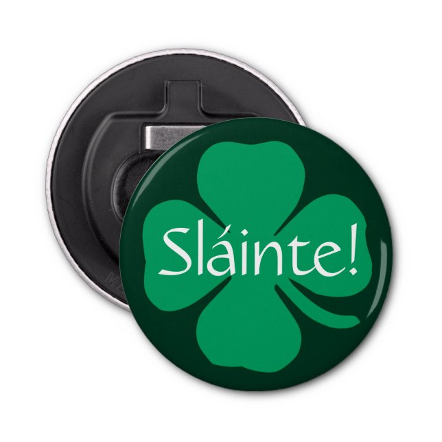 Abrebotellas Shamrock irlandés Sláinte Green Lucky Clover (Anverso)