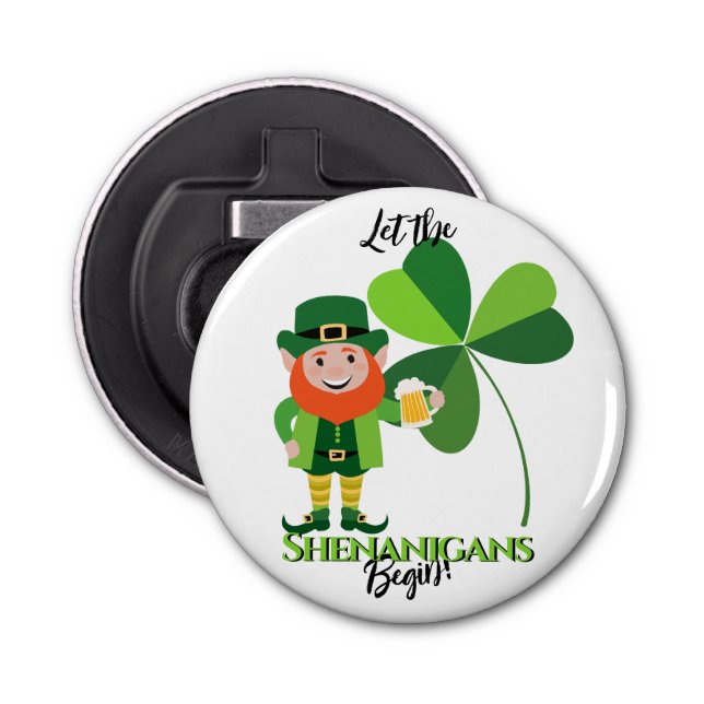 Abrebotellas Shenanigans Leprechaun Shamrock St Patrick's Day (Anverso)