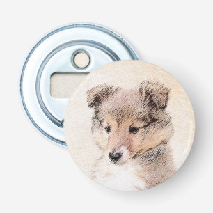 Abrebotellas Shetland Sheepdog Puppy Pintura Original Perro Art