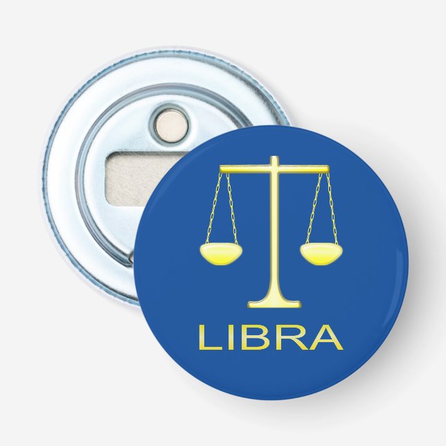 Abrebotellas Signo de estrella de balanzas de oro de Libra (Anverso)