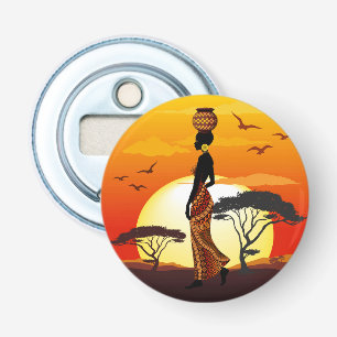 Abrebotellas Silhouette de una bella mujer africana sobre los S