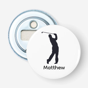 Abrebotellas Silhouette negra personalizada Male Golfer