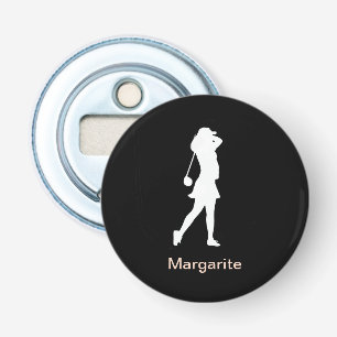 Abrebotellas Silueta blanca personalizada Golfer femenina