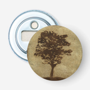 Abrebotellas Silueta del árbol en el fondo de bronce