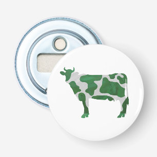 Abrebotellas Silueta verde y blanca de vaca