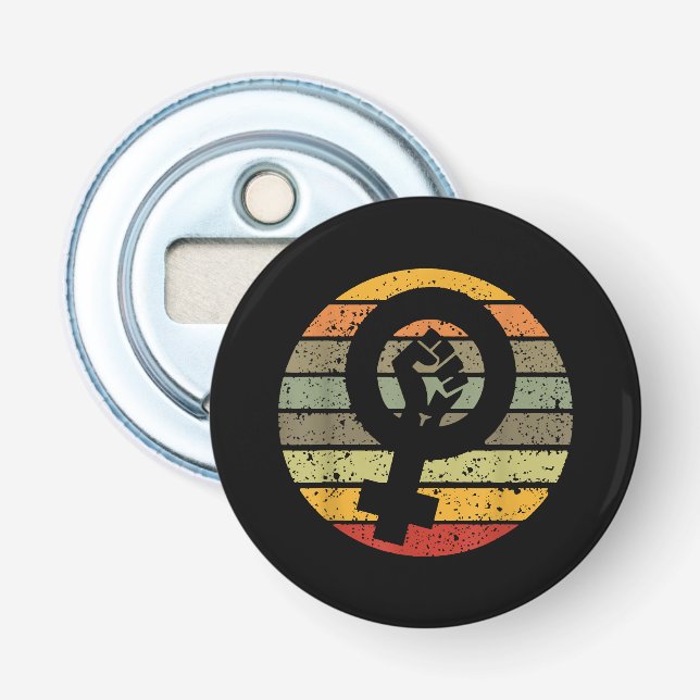 Abrebotellas Símbolo de feminismo diseño retrocosecha, años 80  (Anverso)