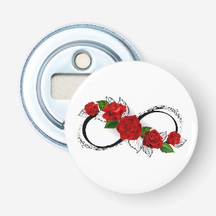 Abrebotellas Símbolo infinito con rosas rojas