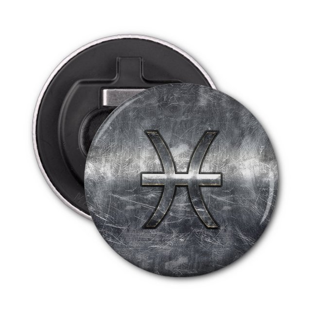 Abrebotellas Símbolo zodiaco de Pisces en impresión de estilo d (Anverso)