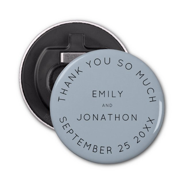 Abrebotellas Simple Dusty Blue Names Fecha Texto Personalizado  (Anverso)