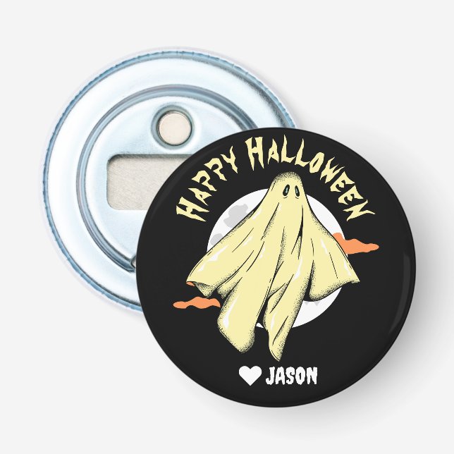 Abrebotellas Simple Happy Halloween fantasma (Anverso)