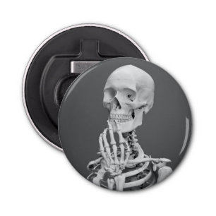 Abrebotellas Skeleton Skull Halloween Gris negro y blanco