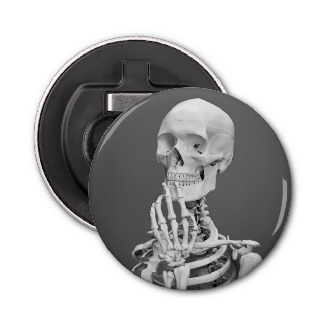 Abrebotellas Skeleton Skull Halloween Gris negro y blanco (Anverso)