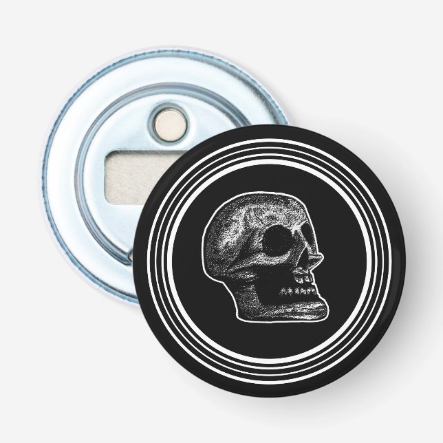 Abrebotellas Skull Black N White (Anverso)