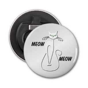 Abrebotellas Slinky Black Cat Meow Meow Green Eyes en plata