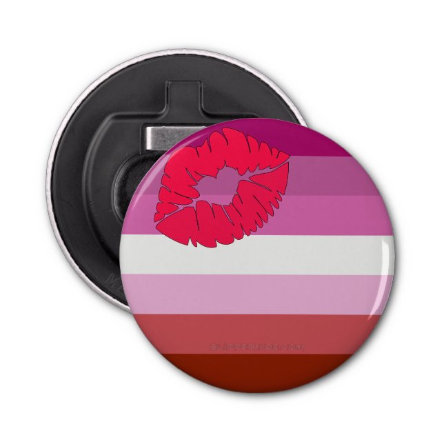 Abrebotellas SlipperyJoe lipstick bandera de orgullo lesbiana f (Anverso)